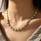 Pavé Pendant Gold Necklace - Luvinae
