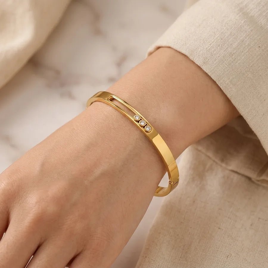 Two-Tone Round Bangle - Luvinae
